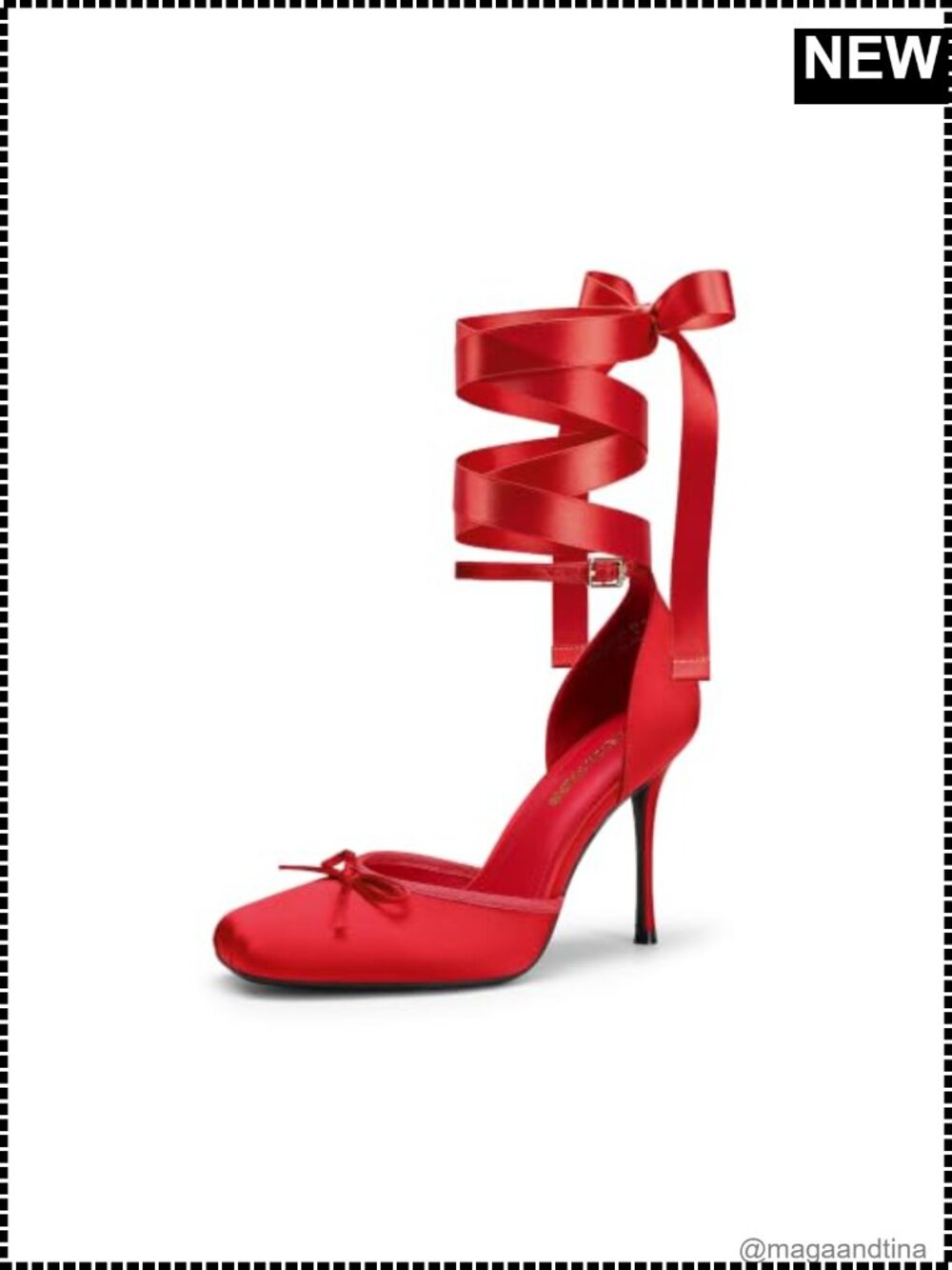 Women's Ballet Stiletto High Heels Square Toe Satin Ribbon Ankle Strap Pumps